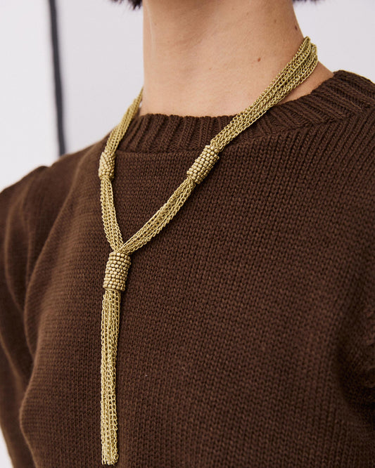Collar Corbatero Nudo Cadenas Oro