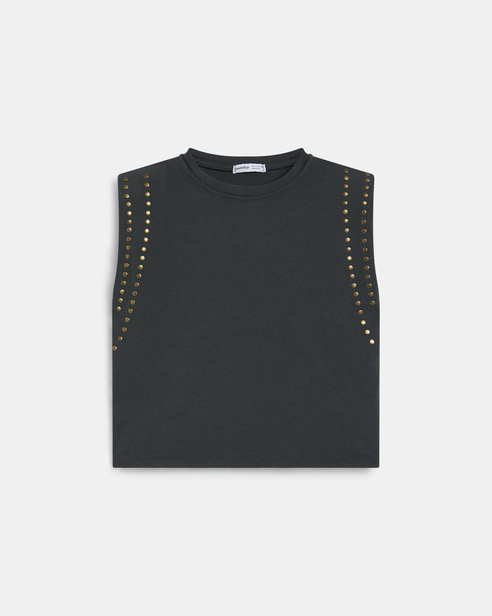 T-shirt Épaulettes Clous Anthracite