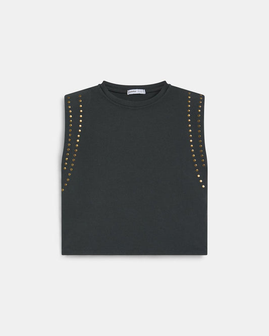 T-shirt Épaulettes Clous Anthracite