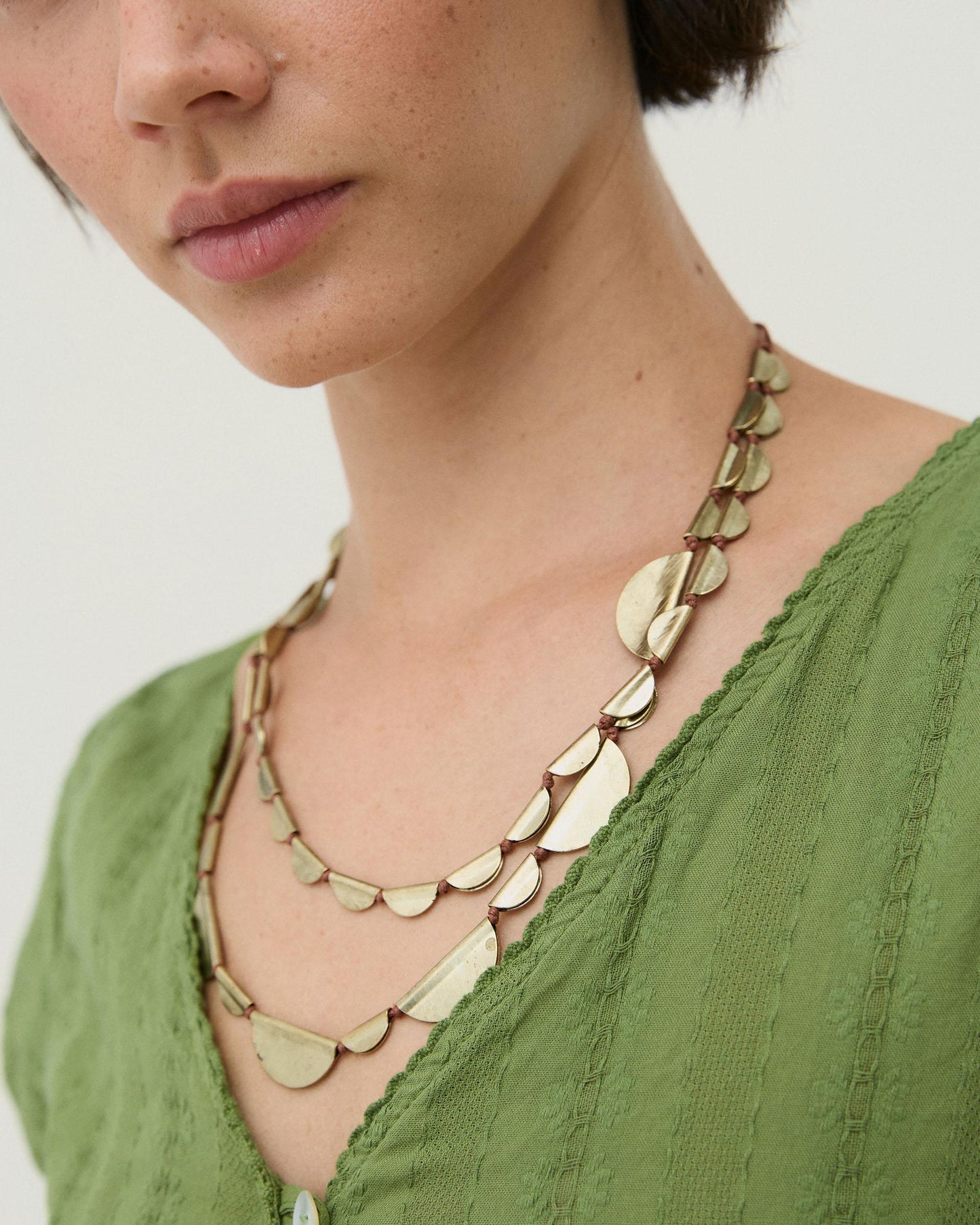 Collar Placas Triple Oro