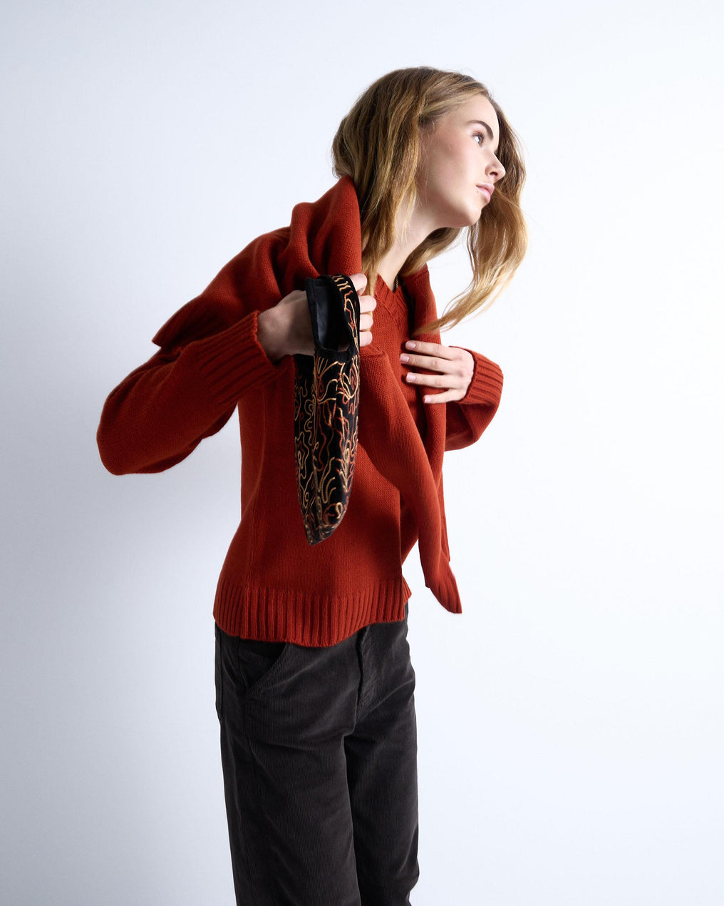 Jersey Cuello Pico Rib Naranja