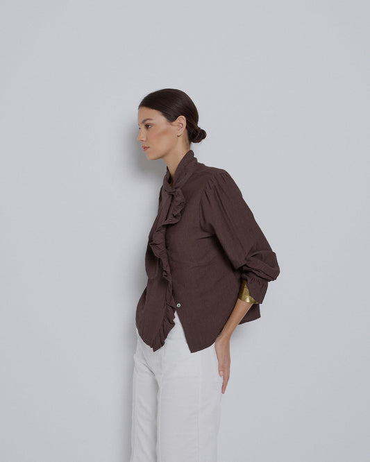 Blusa Lazada Volante Marrón