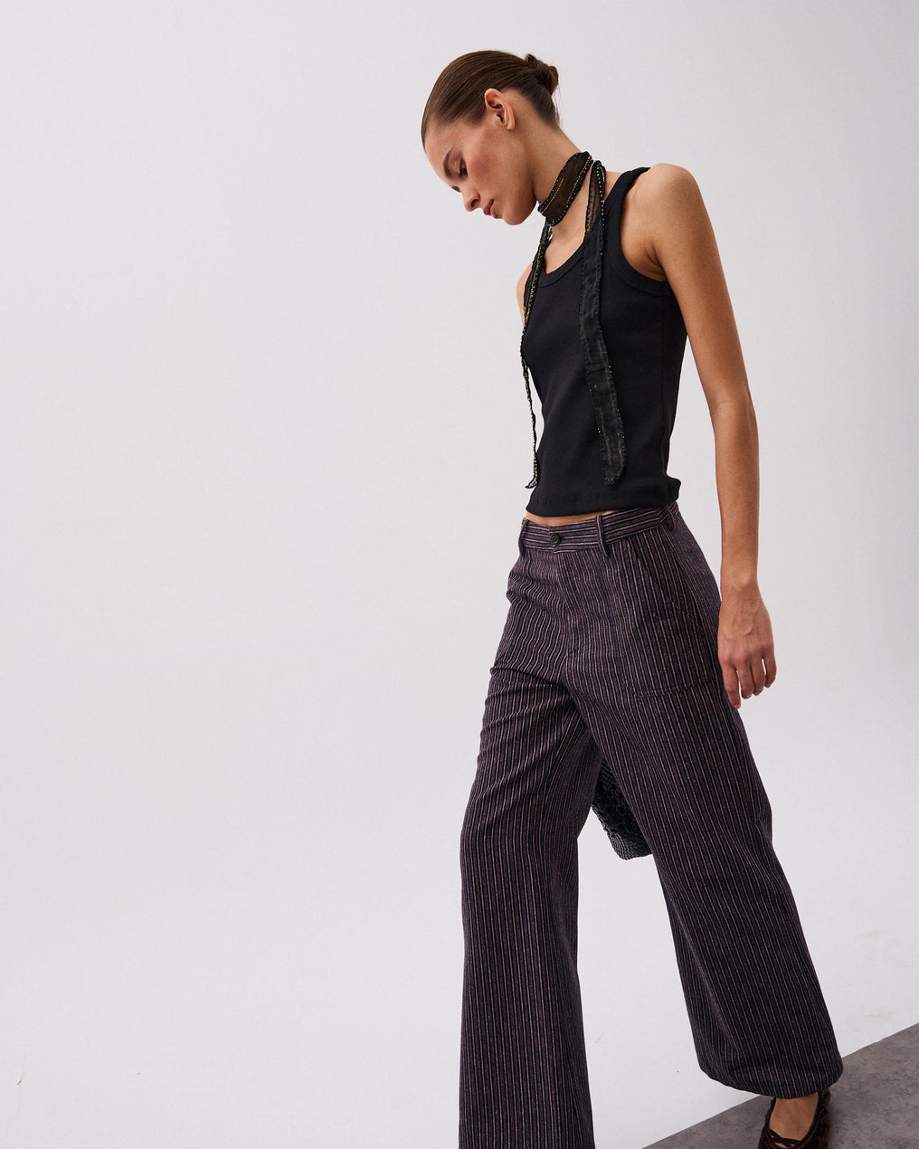 Pantalón Fluido Rayas Granate
