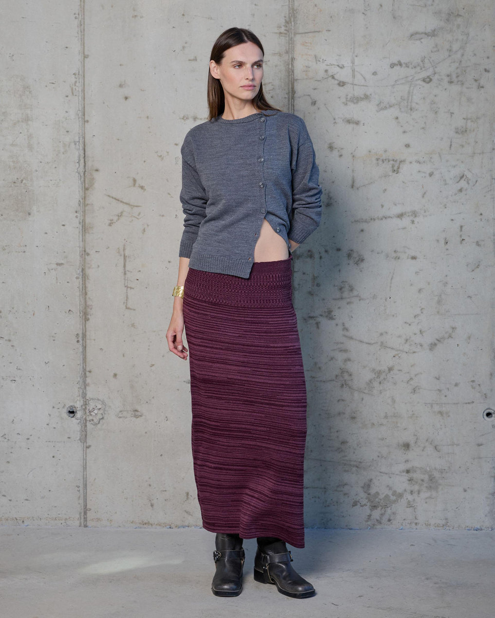 Falda Punto Bicolor Morado