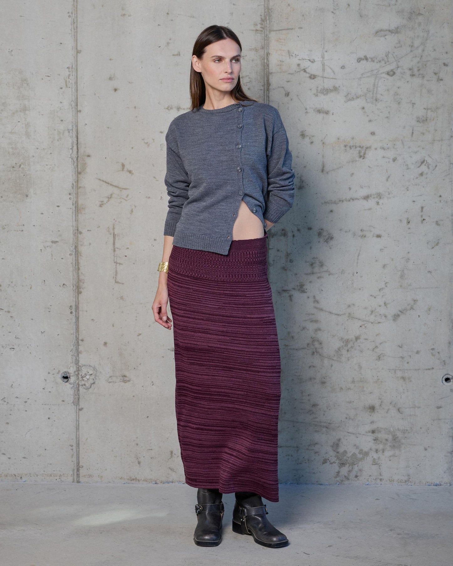 Falda Punto Bicolor Morado