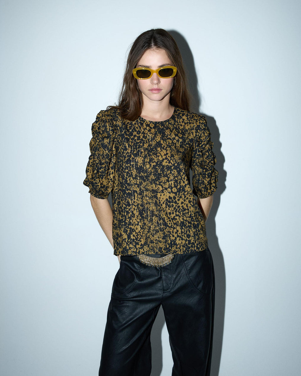 Mustard Stain Print Blouse