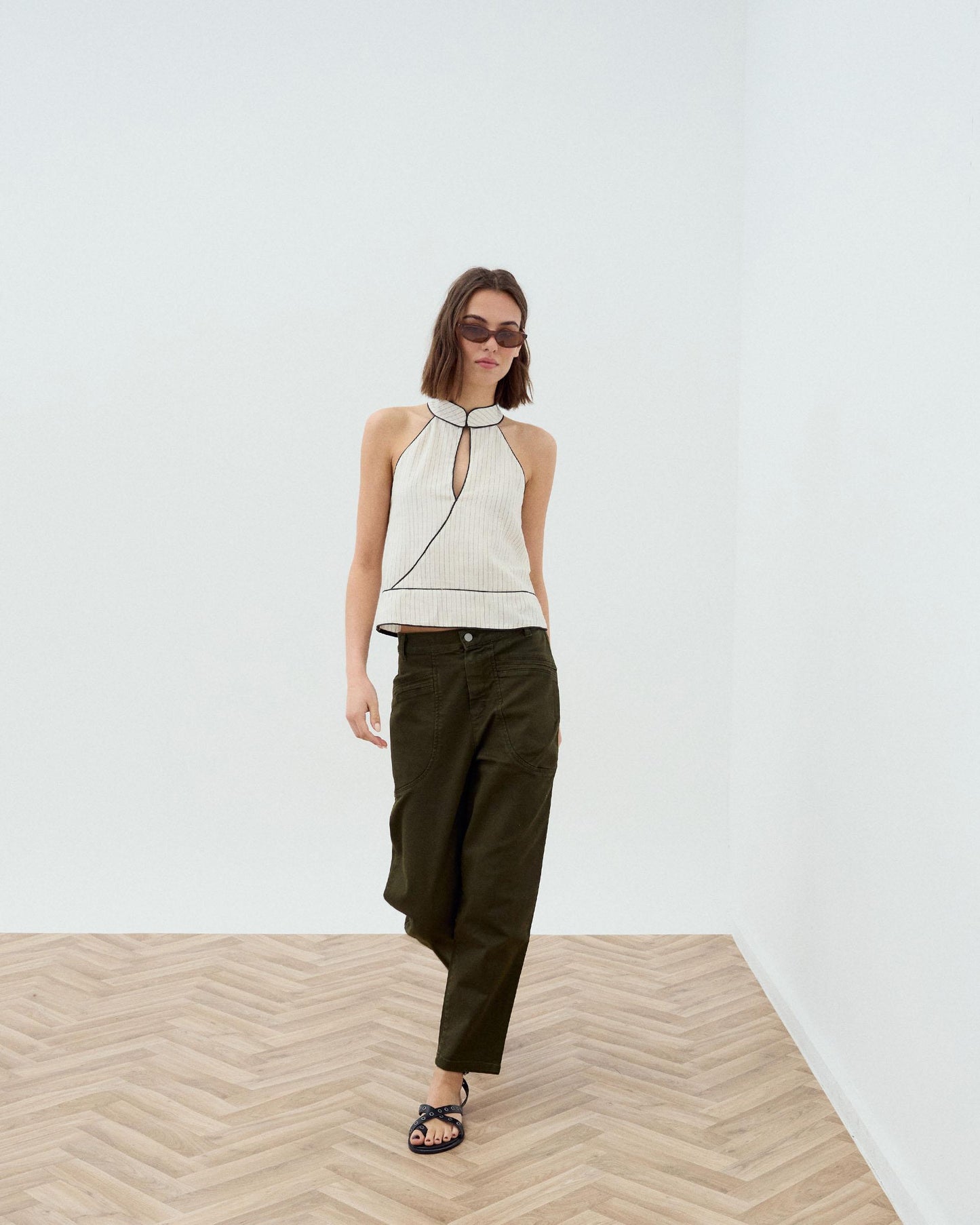 Dark Green Welt Pocket Jeans