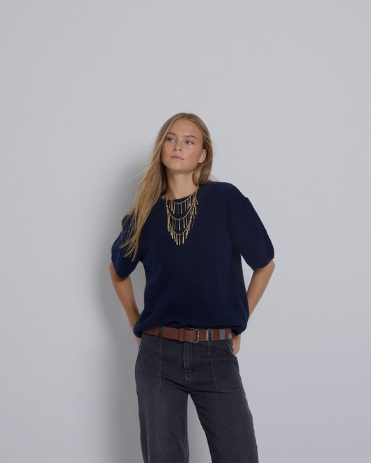 Jersey Punto Manga Corta Azul Marino