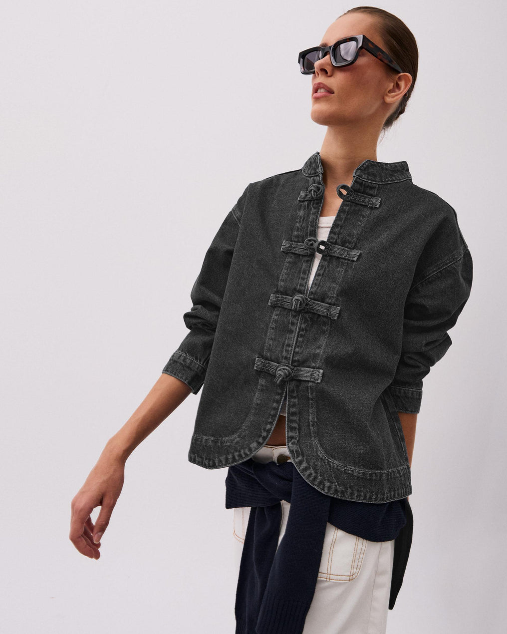 Cazadora Denim Alamares Antracita
