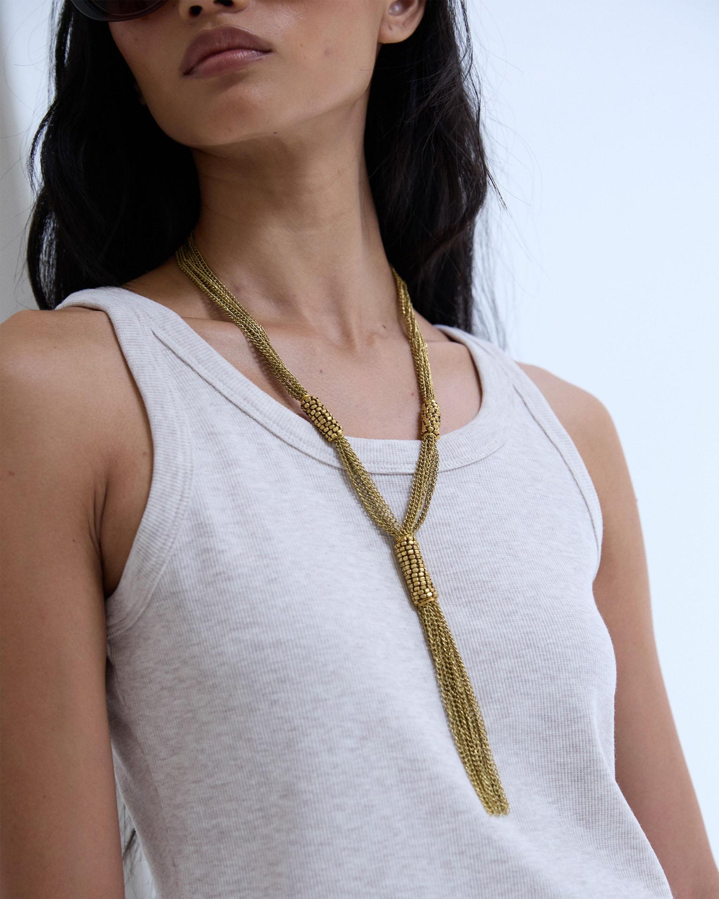 Collar Corbatero Nudo Cadenas Oro