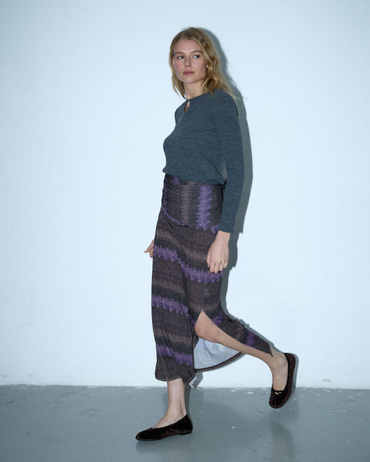 Falda Estampado Zigzag Morado