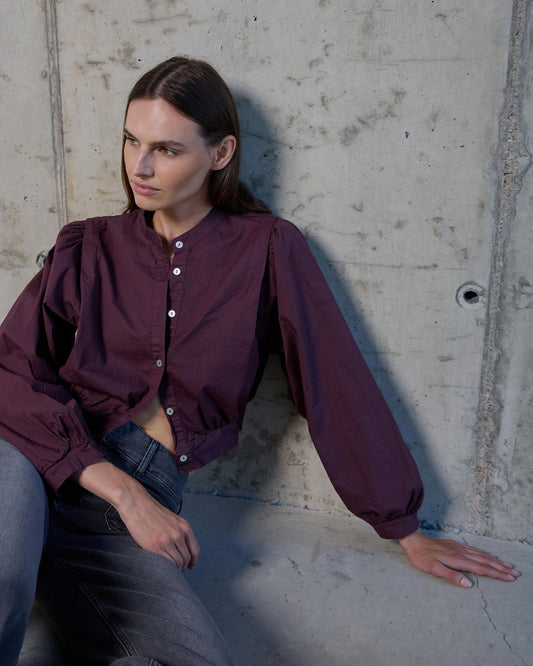 Purple Lapel Shoulder Shirt