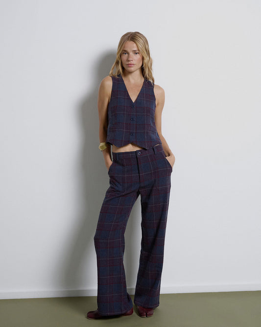 Dark Blue Checkered Pants