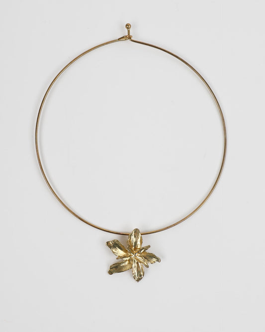 Gold Flower Hoop Necklace