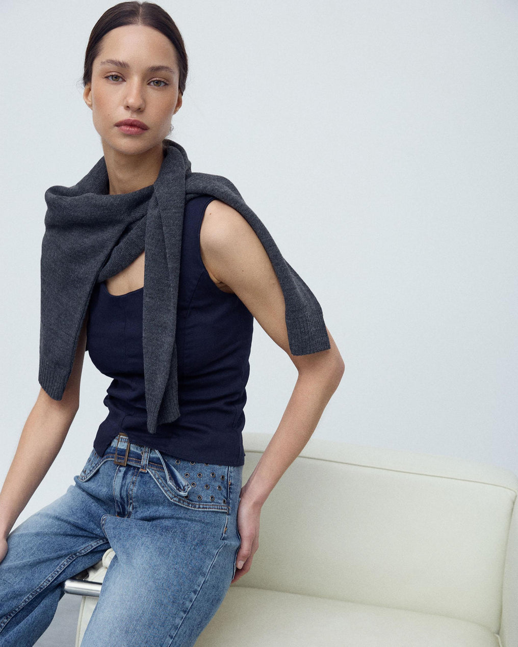 Navy Blue Corset Top