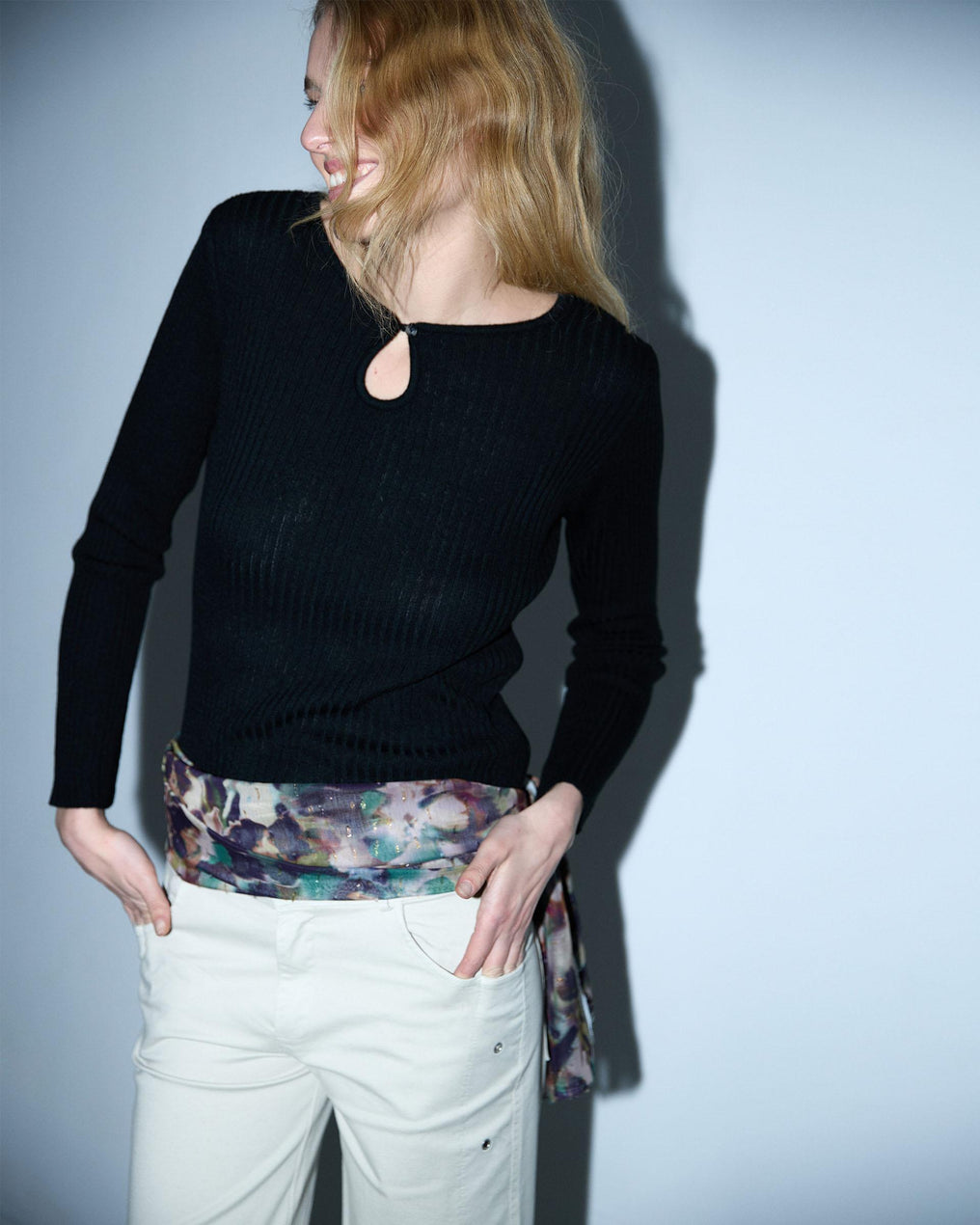 Top Punto Escote Lágrima Negro