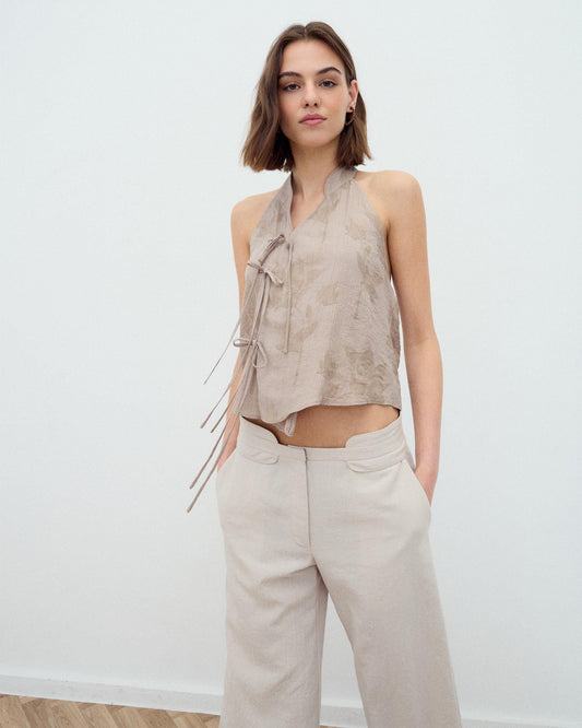 Top Halter Lazadas Estampado Taupe