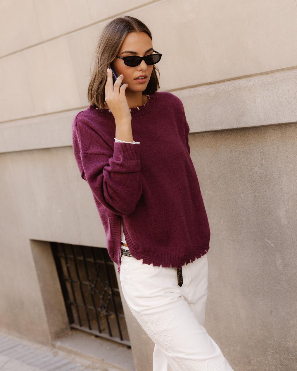 Purple Jumper with Slit Details
