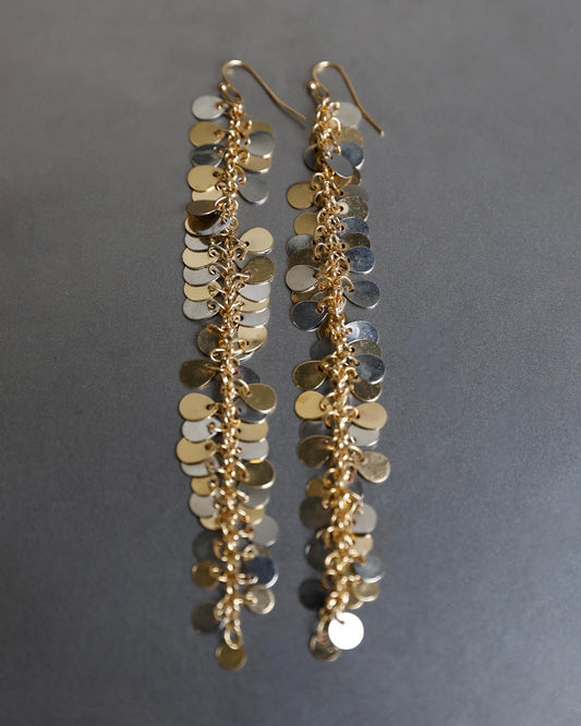 Long Gold Sequin Earrings