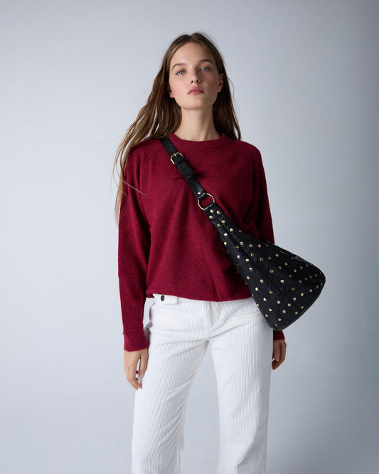 Camisola de gola redonda granada