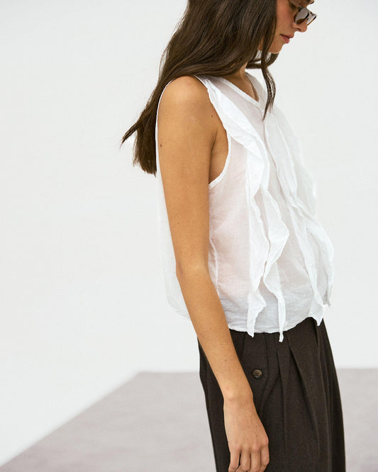 Blusa Volantes Delanteros Blanca