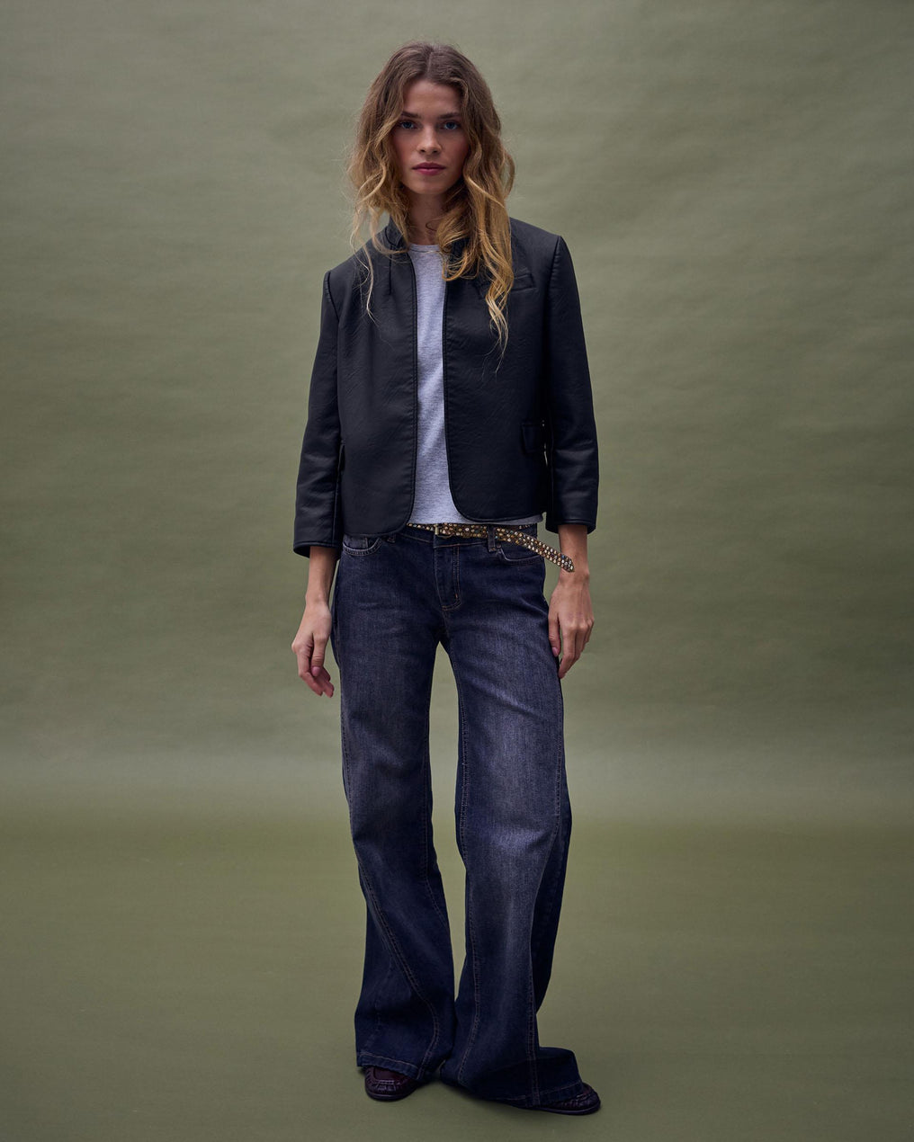 Leather-Effect Blazer Black