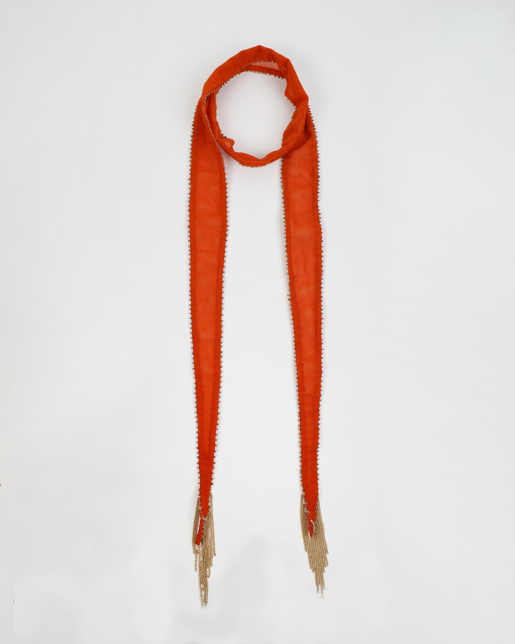 Orange Organza Fringe Necklace