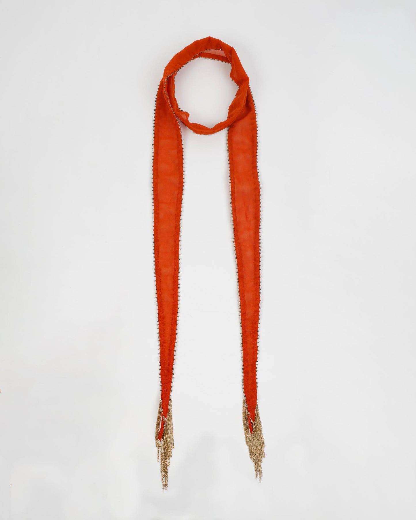 Orange Organza Fringe Necklace