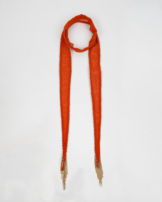 Colar Organza Franjas Laranja