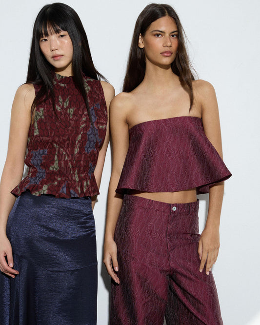 Top Elásticos Estampado Grená