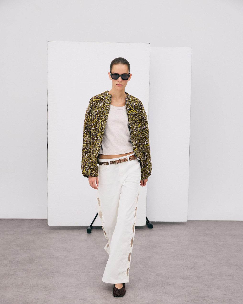 Chaqueta Bomber Estampado Marrón