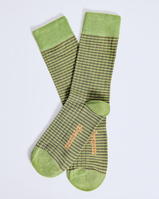Calcetines Media Caña Rayas Verde