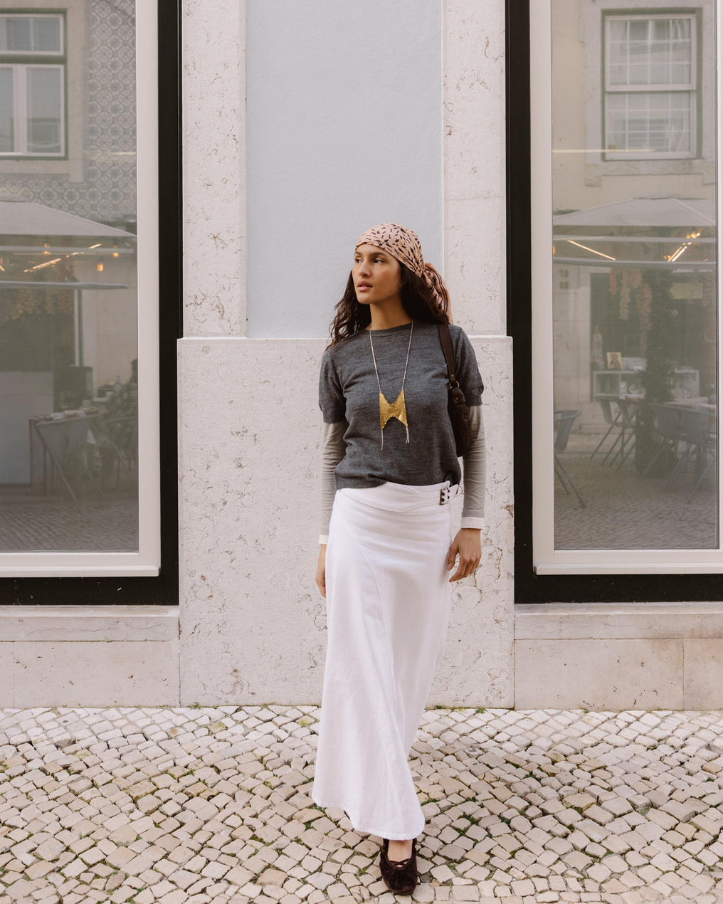 Falda Cinturón Hebilla Lateral Blanco