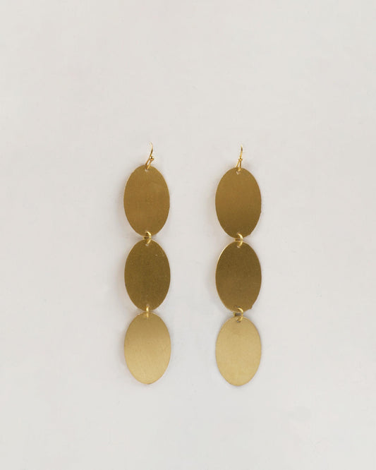 Long Oval Gold Earrings