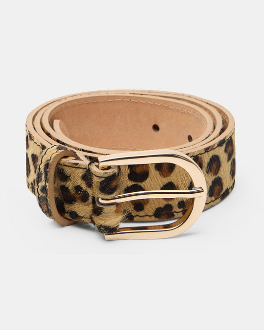 Cinturón Piel Leopardo Beige