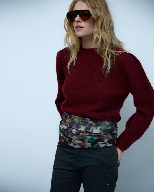 Jersey Pliegues Hombro Teja