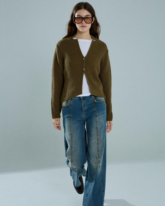 Jeans Blu con Borchie e Cuciture