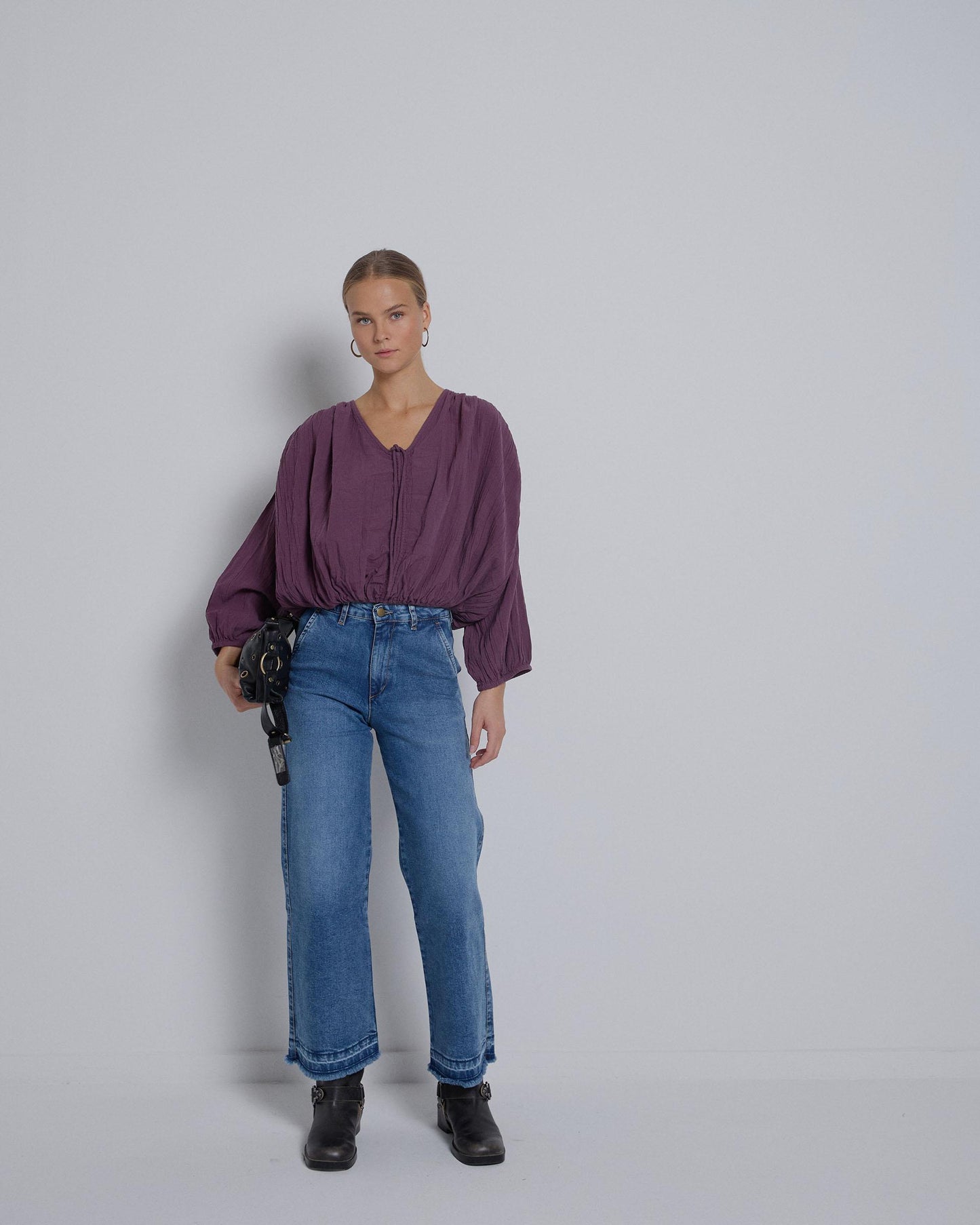 Blue Straight Wide Jeans