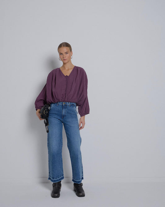 Blue Straight Wide Jeans