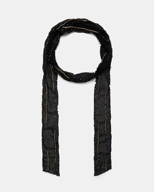 Collar Organza Fila Bolitas Negro