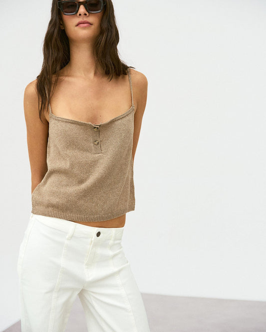 Top Punto Botones Beige