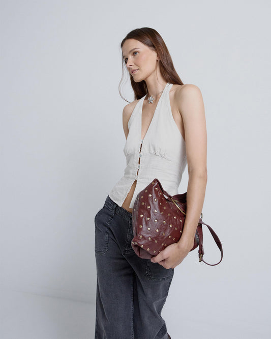 Top Halter com Botões Crus