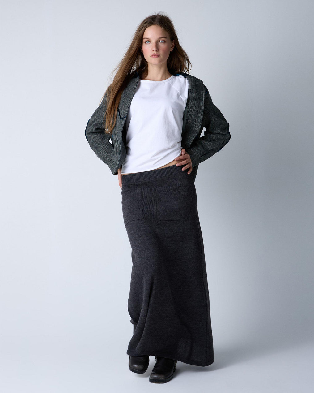 Falda Punto Bolsillos Antracita