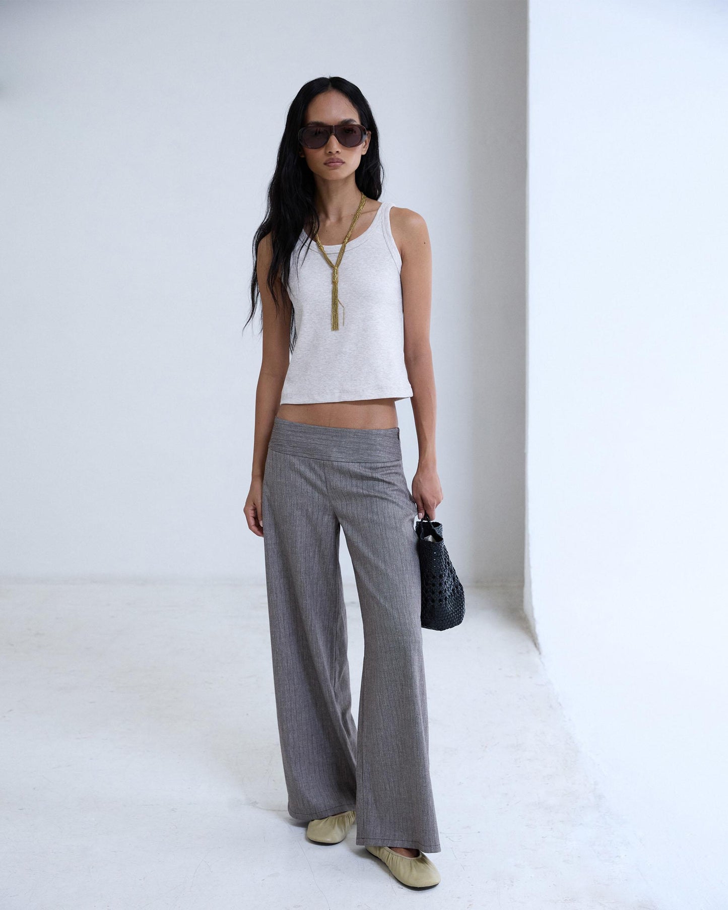 Pantalón Cinturilla Fajin Rayas Taupe