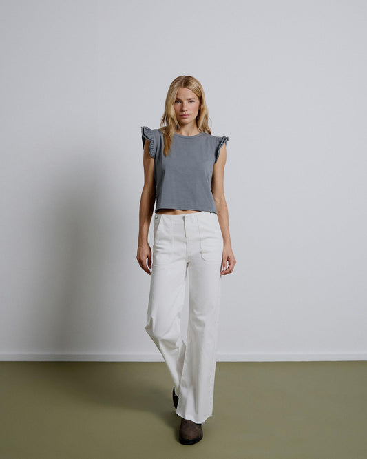 Camiseta Manga Volantes Antracita