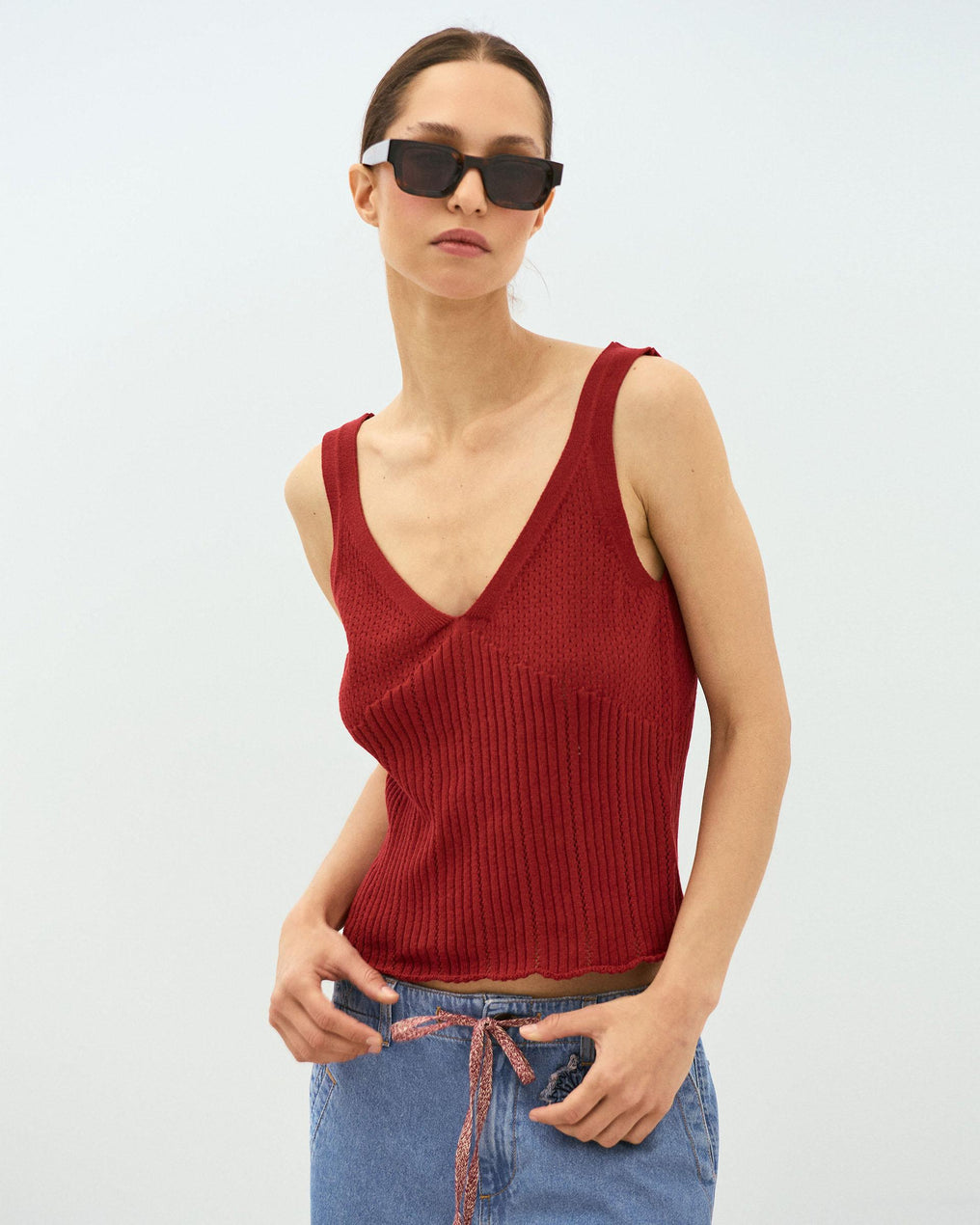 Red Ribbed Camisole