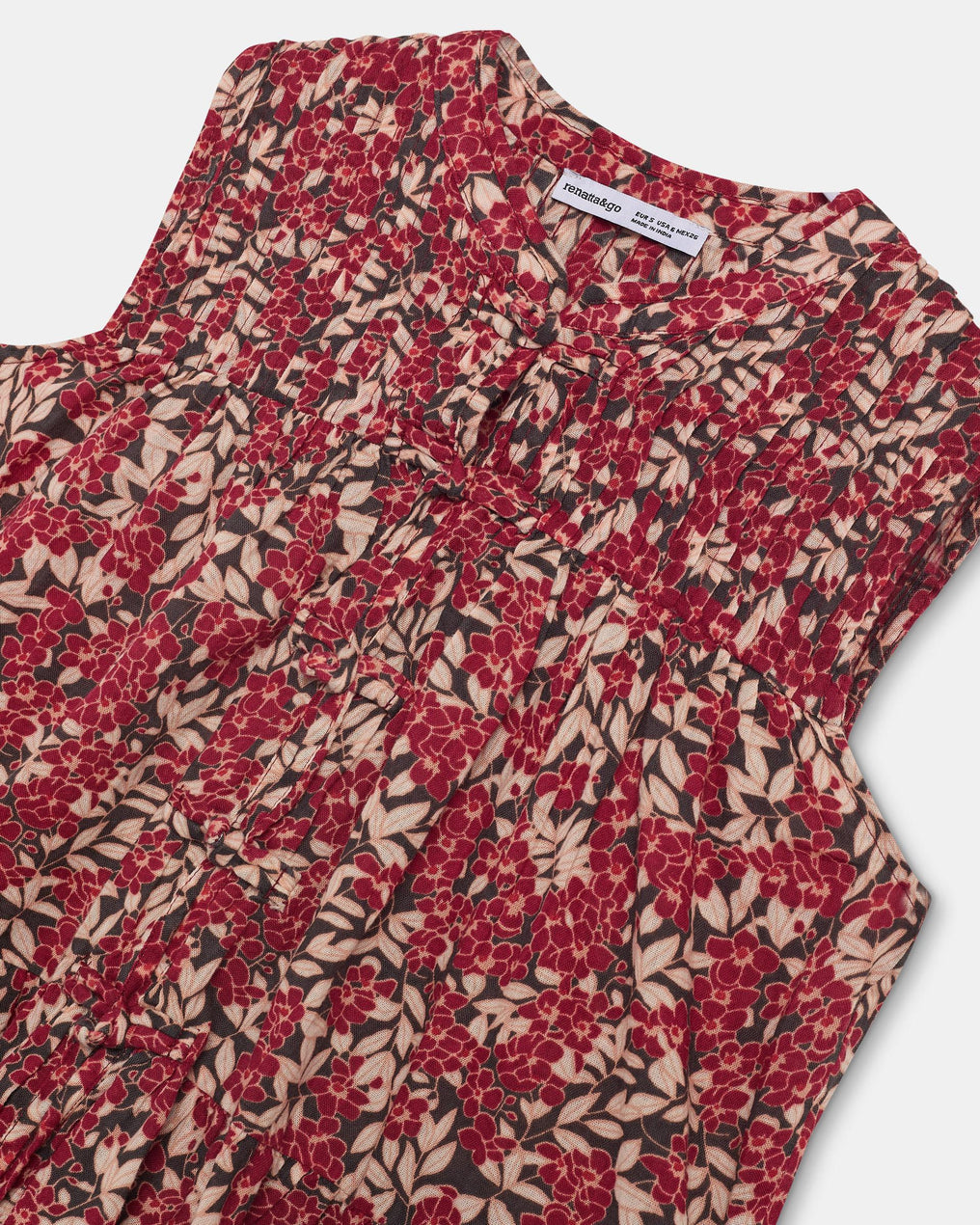 Blusa Sin Mangas Alamares Estampada Granate