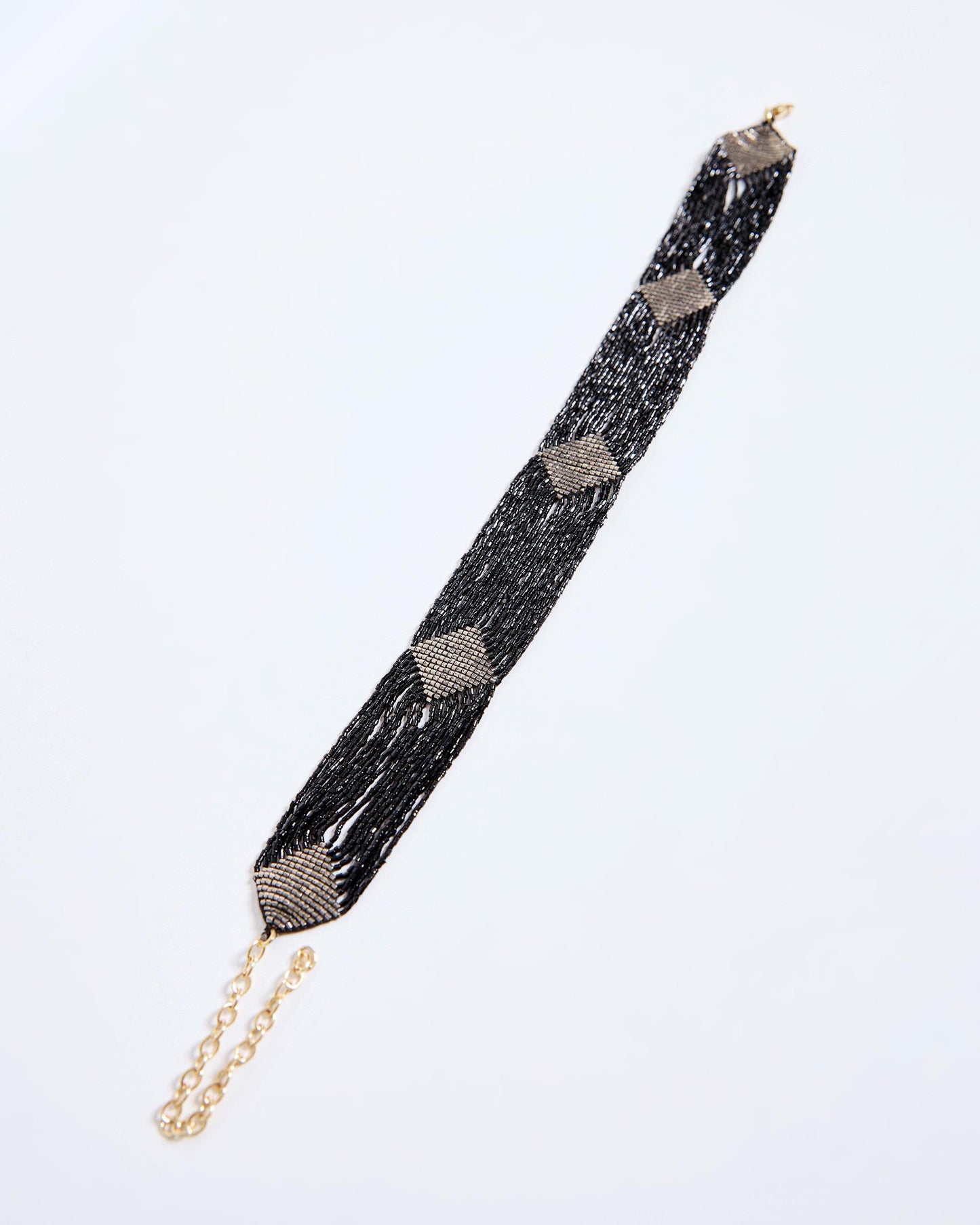 Collar Pedreria Rombos Negro