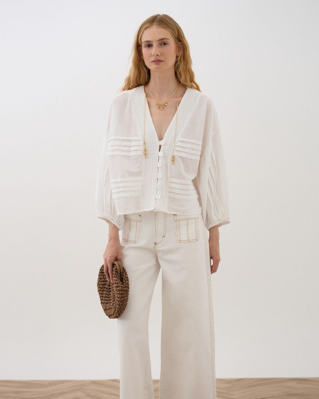 Blusa Pregas Branca