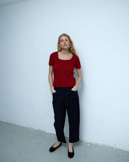 Top Punto Escote Cuadrado Rojo